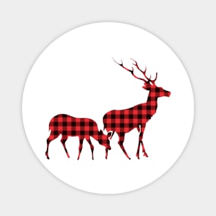 Buffalo Plaid Christmas Reindeer Magnet